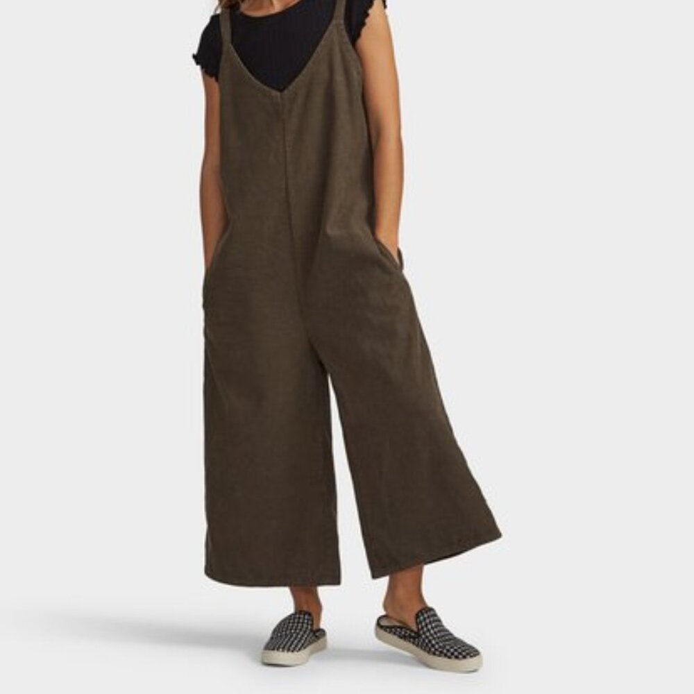 Billabong Windechaser Cord Jumpsuit in Green - Picture 2 of 14